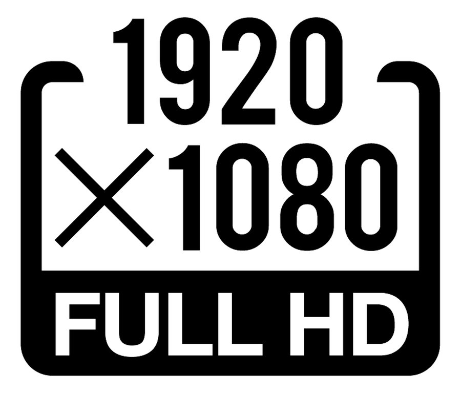 Schwarzweißes Logo mit der Aufschrift 1920x1080 FULL HD.