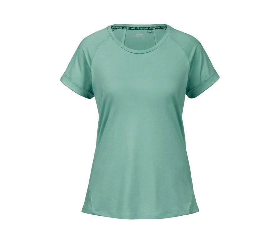 Ein mintfarbenes Sportshirt ist zu sehen.