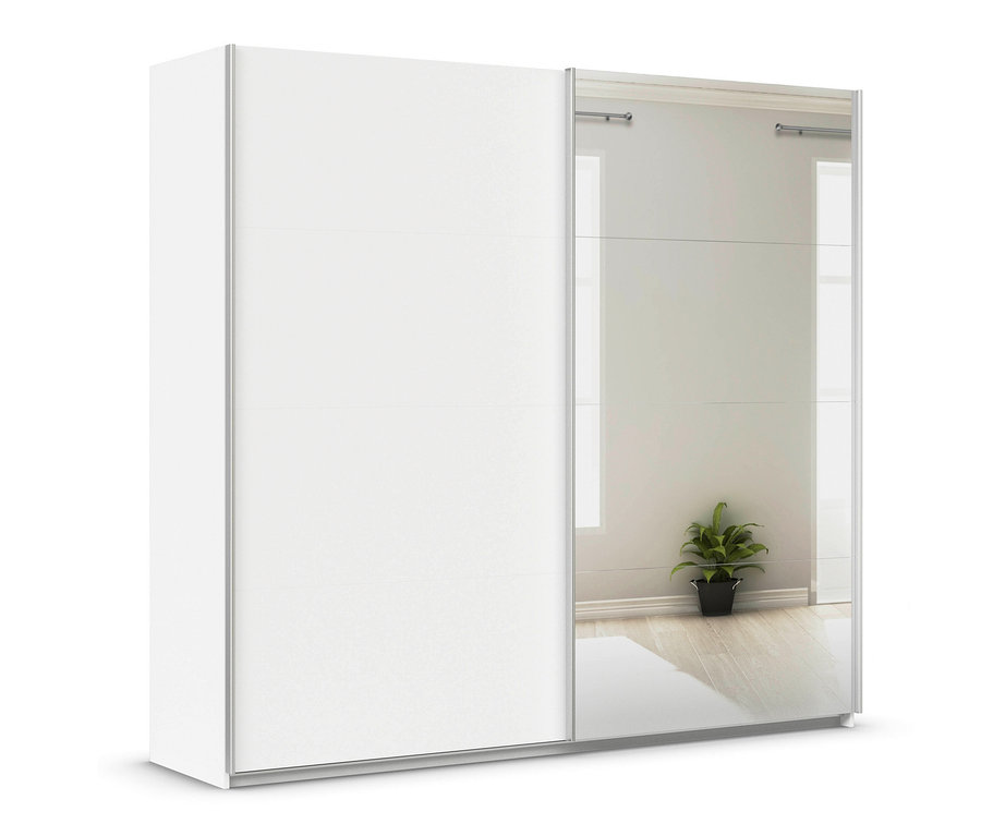 Weißer rauch Schwebetürenschrank »Quadra« mit Spiegel, 226 x 210 x 62 cm.