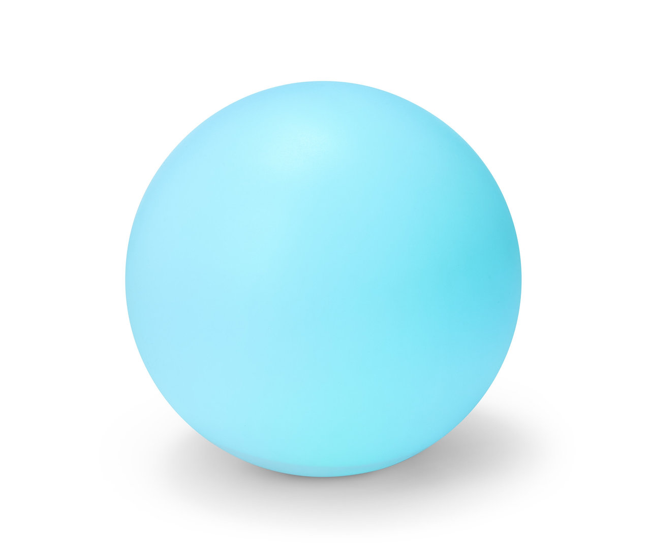 Eine hellblaue Solar-Kugelleuchte mit Farbwechsel.