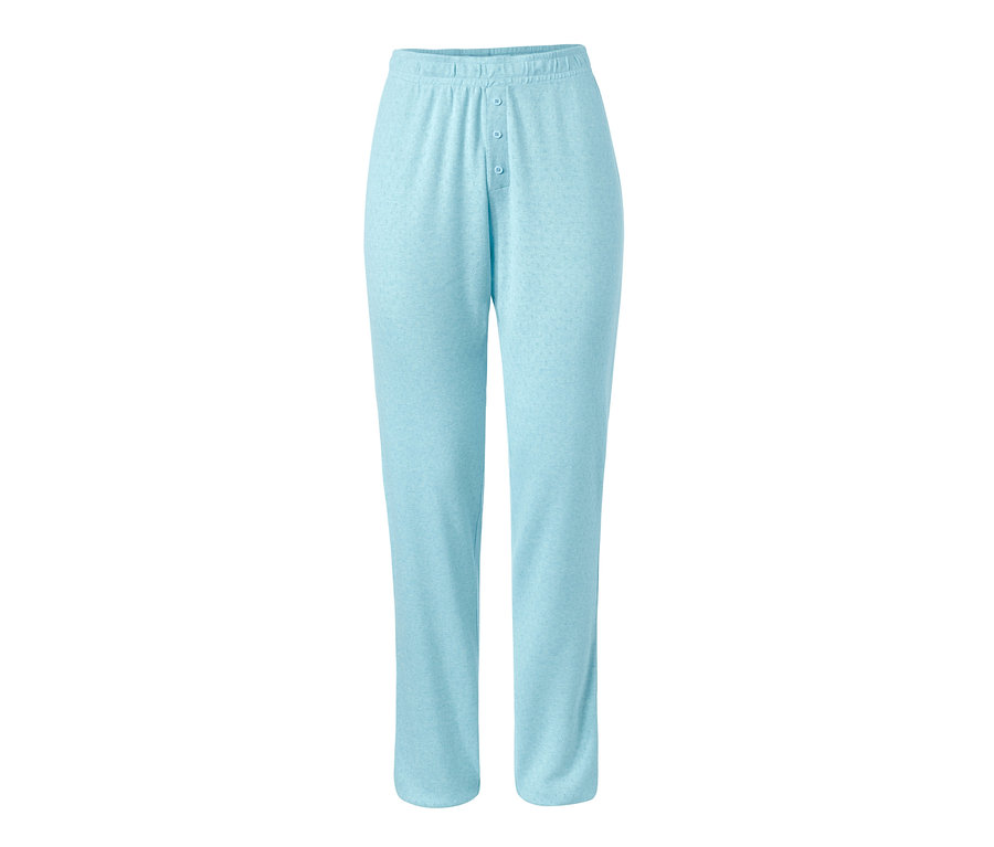Türkisblaue Pyjamahose aus einem Pyjama-Set mit Knöpfen.