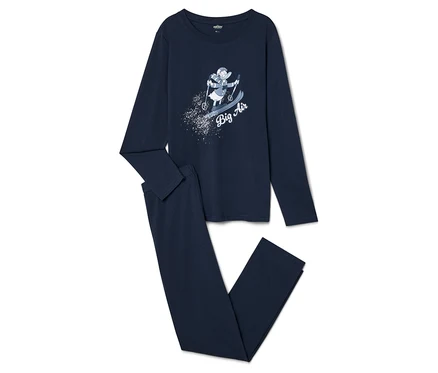 Marineblauer Schlafanzug mit einem Skifahrer-Motiv und dem Schriftzug "Big Air".