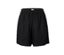 Schwarze Leinenshorts.