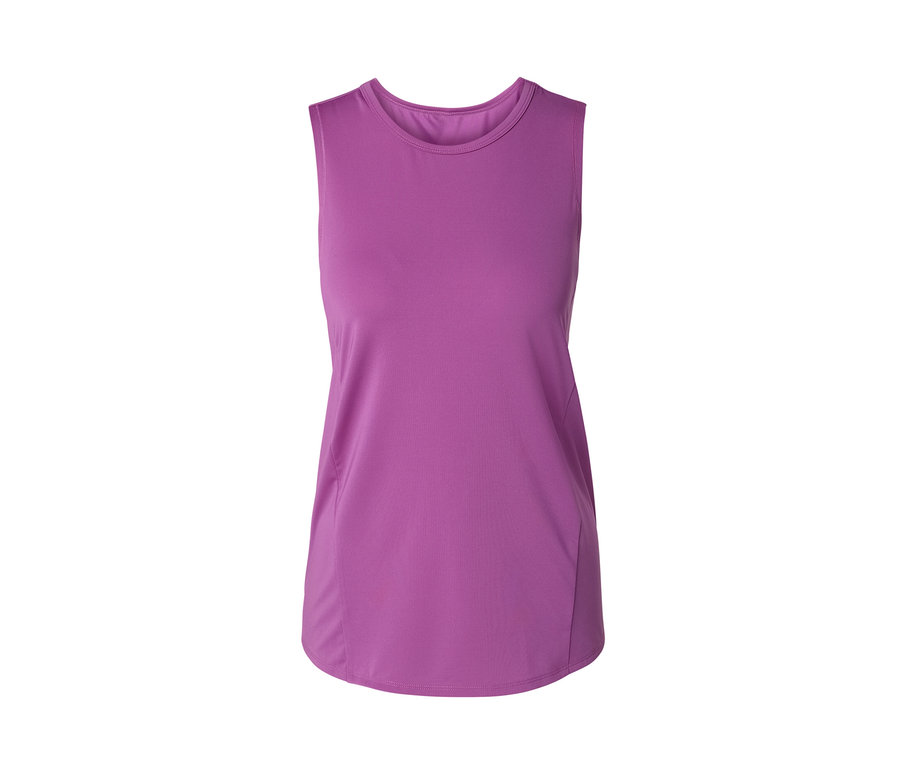 Ärmelloses, violettes Sport-Top.