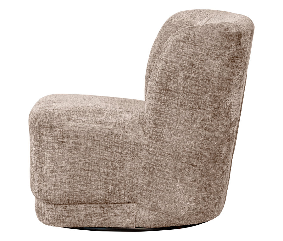 Seitenansicht des sandfarbenen Woood Drehsessels "Atty".