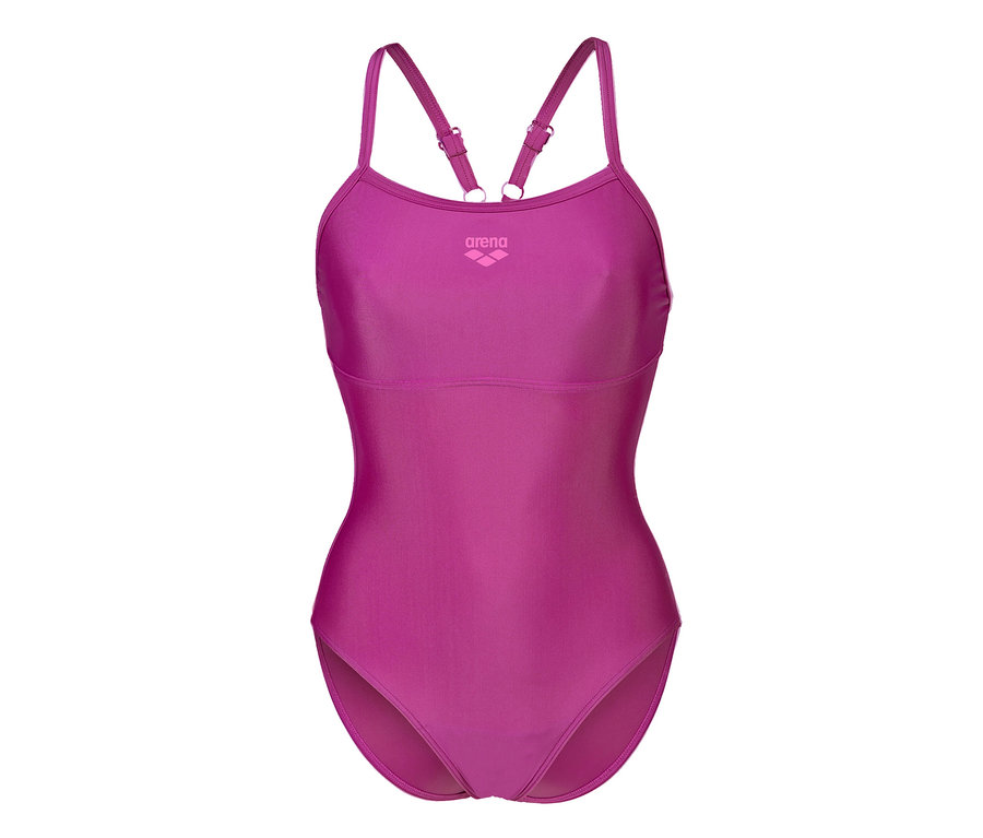 arena Feel Damen Badeanzug Solid Lightdrop Back Bustier, PURPLE WINE.
