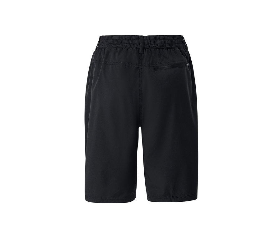 Schwarze Softshell-Funktionsshorts.
