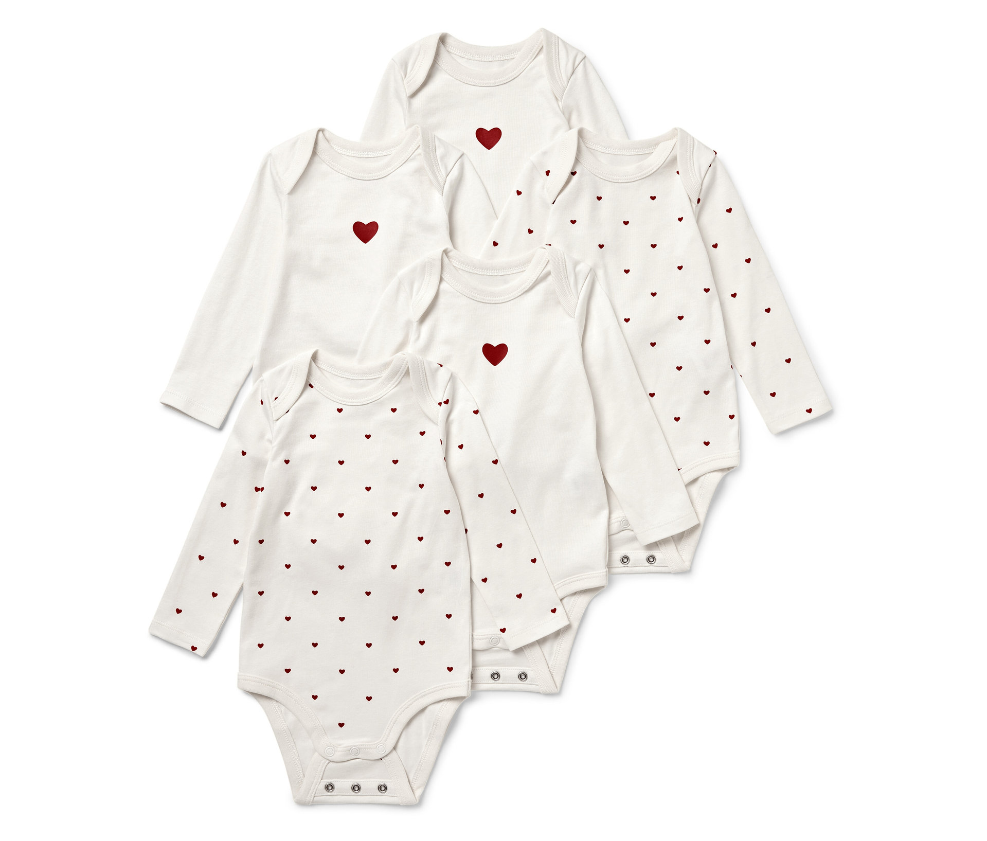 Tchibo - 5 Baby-Bodys mit Mitwachsfunktion - Gr. 98/104 - weiß/print