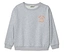 Graues Sweatshirt mit orangefarbenem "West Coast Surfing"-Schriftzug.