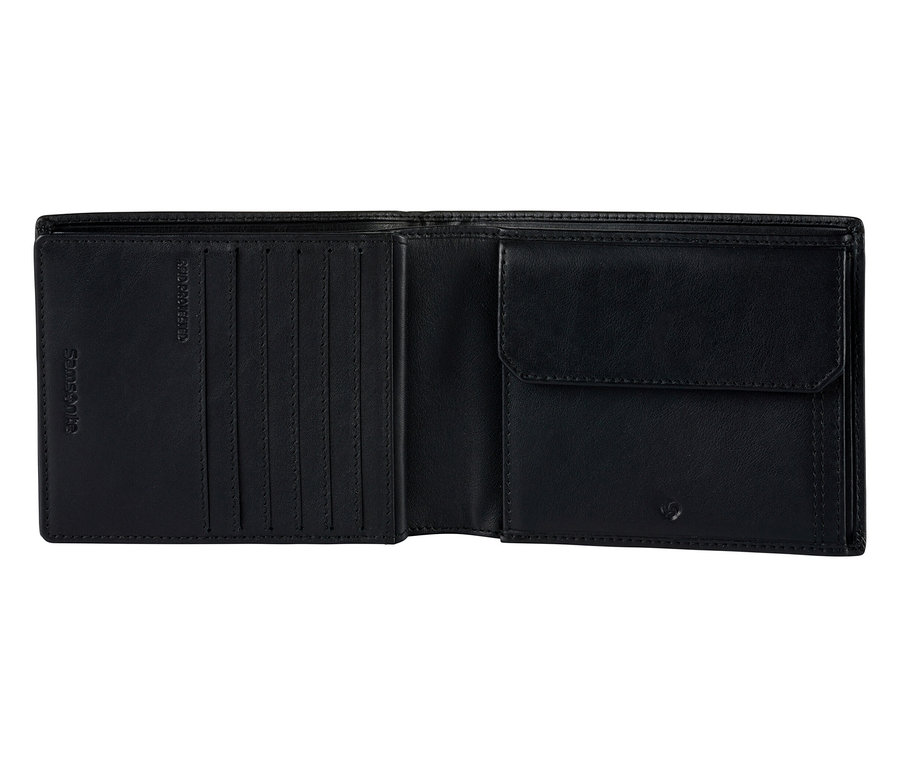 Geöffnete schwarze Samsonite Geldbörse Compact »ATTACK 2 SLG«.