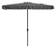 Grauer, rechteckiger Sonnenschirm mit schwarzem Mast.