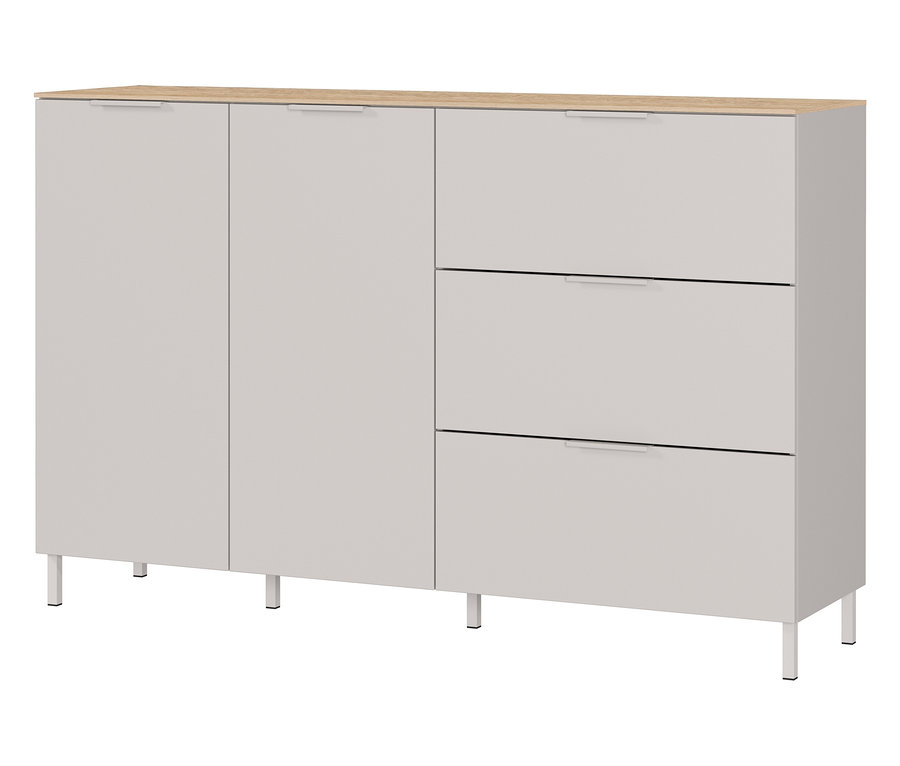 Sideboard »Savoca« in Kaschmir/Eiche mit zwei Türen und drei Schubladen.
