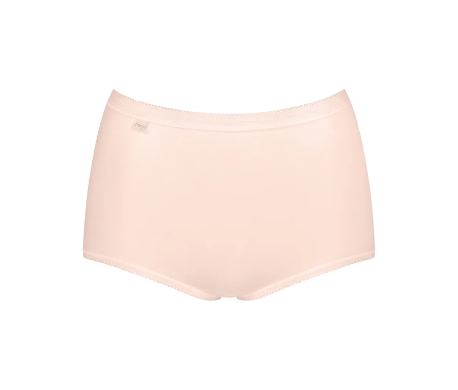 Hellrosa sloggi Basic+ Maxi Slip mit gewelltem Bund und Beinabschlüssen.