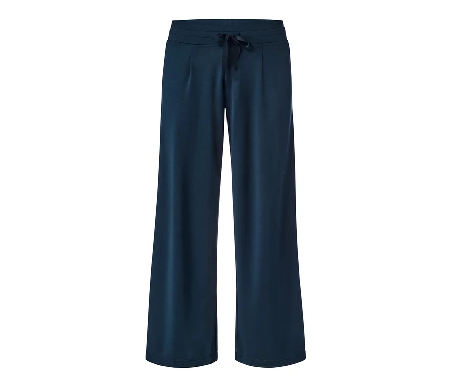 Marineblaue Loungewear-Hose im Marlene-Stil.