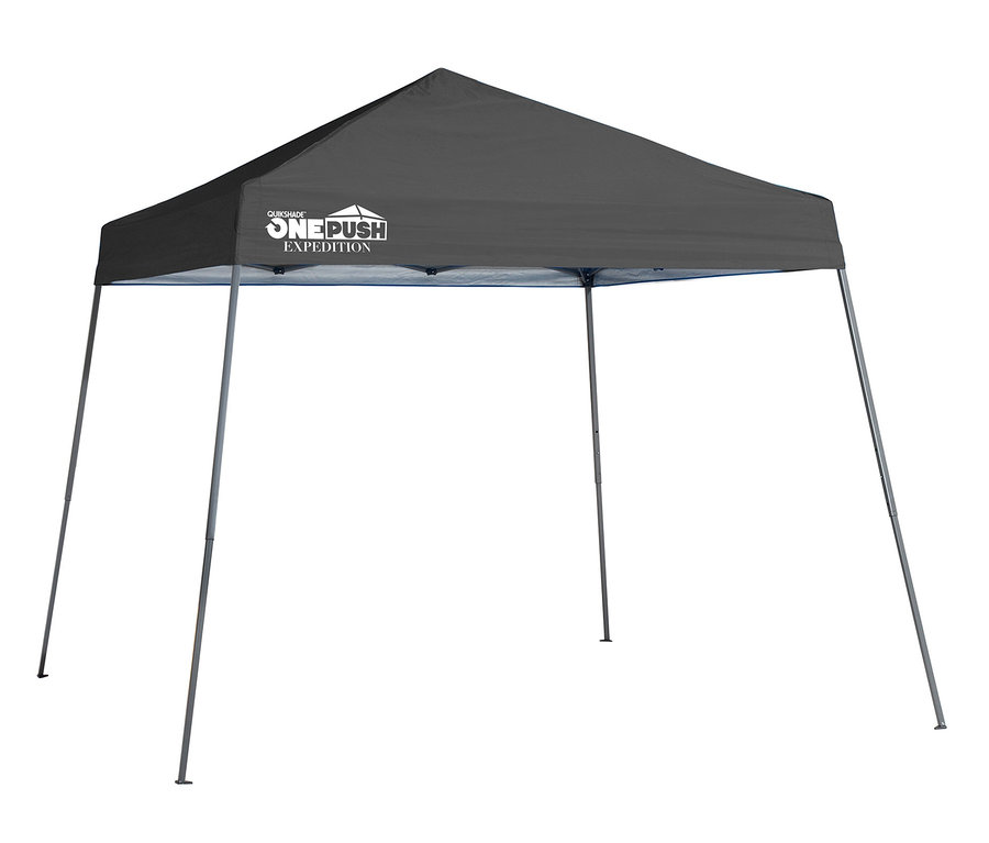 Grauer Quik-Shade-EX64-One-Push-Pavillon auf weißem Hintergrund.