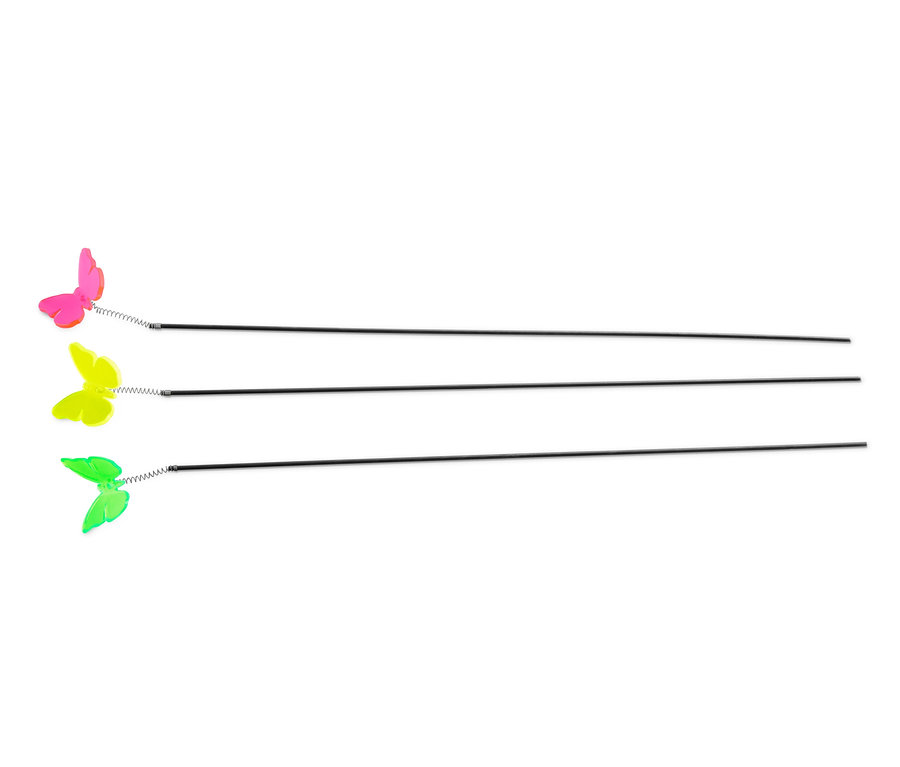 Drei leuchtende Beetstecker in Schmetterlingsform.