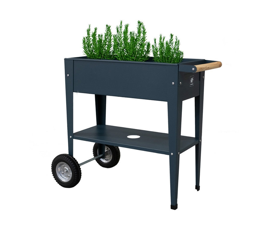 Anthrazitfarbene Herstera Garden Kräuterfabrik »Urban« mit Pflanzen.