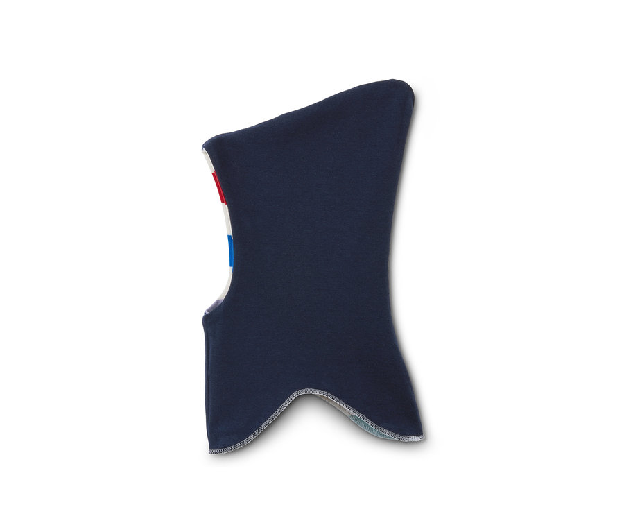 Marineblaue Wende-Schlupfmütze.