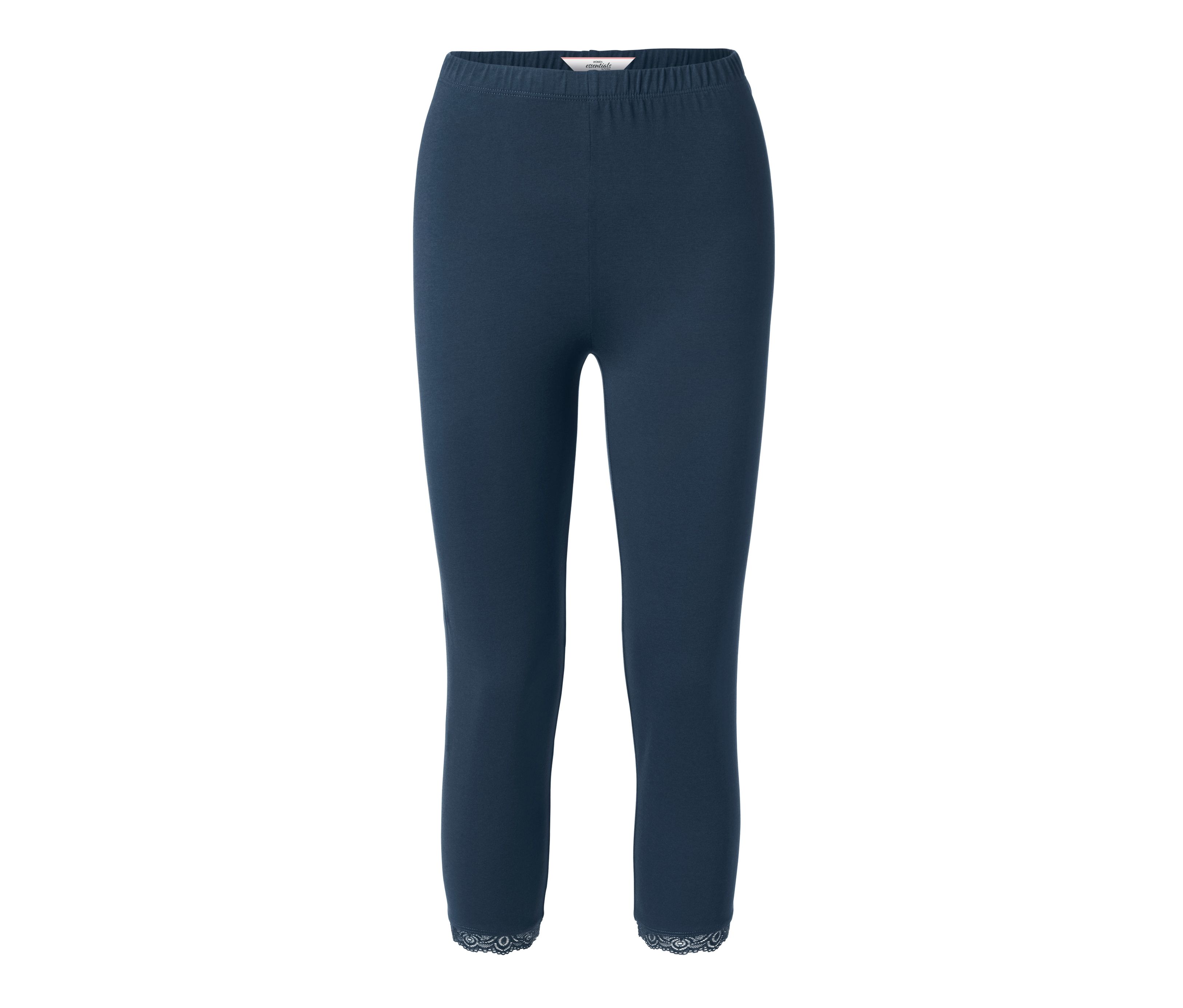 Tchibo - 3/4-Leggings mit Spitzenborte - Damen - Gr. S - dunkelblau