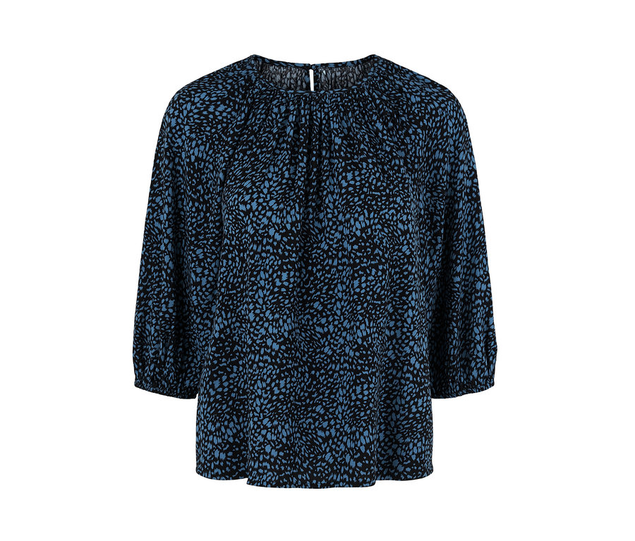 Eine blaue Bluse mit Print.