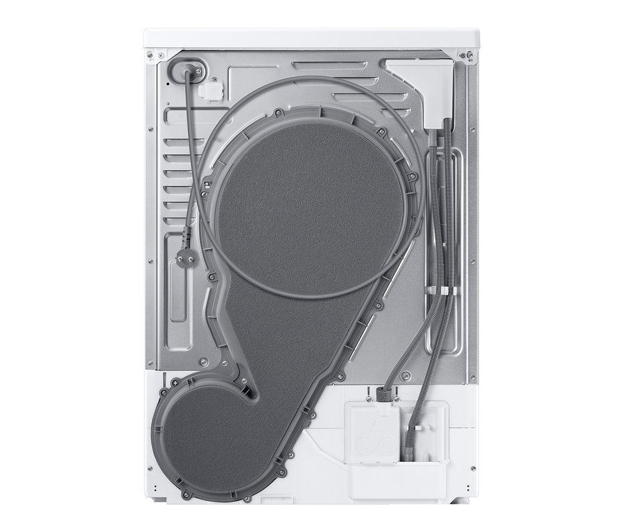 Rückansicht des Samsung Wärmepumpentrockners DV91TA040AE/EG.