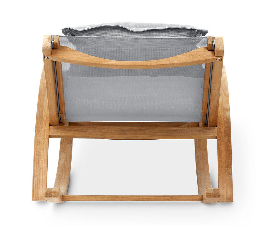 Rückansicht der Schaukelliege »Teak« mit Textilbespannung.