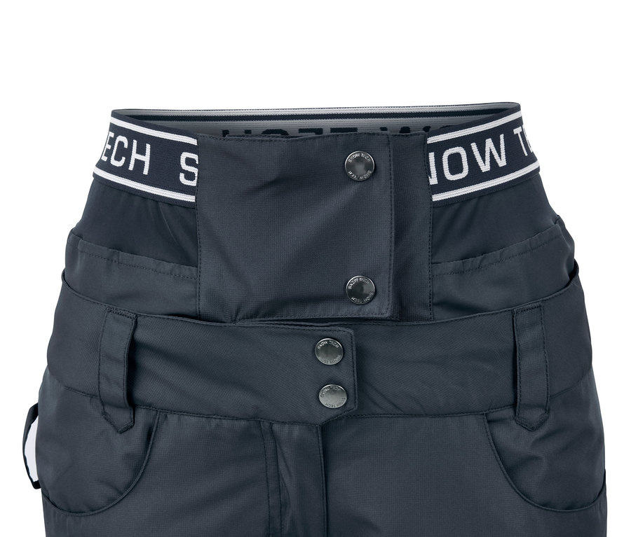 Detailaufnahme einer blauen Ski- und Snowboardhose.