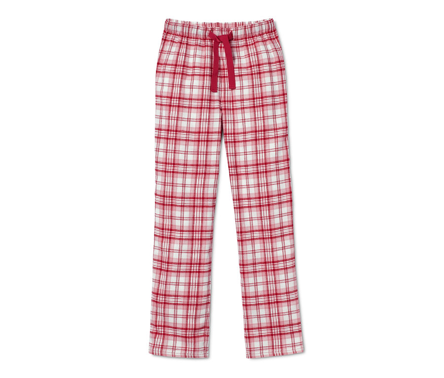 Rot-weiß karierte Pyjamahose aus Bio-Baumwolle mit Kordelzug in der Taille.