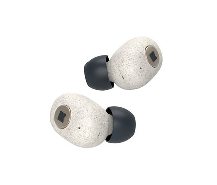 Zwei Kreafunk Care In-Ear-Bluetooth®-Kopfhörer »aBEAN« auf weißem Hintergrund.