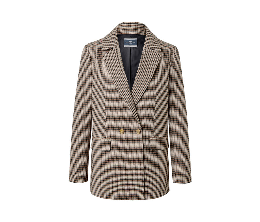 Karierter Blazer mit zweireihiger Knopfleiste und Reverskragen.