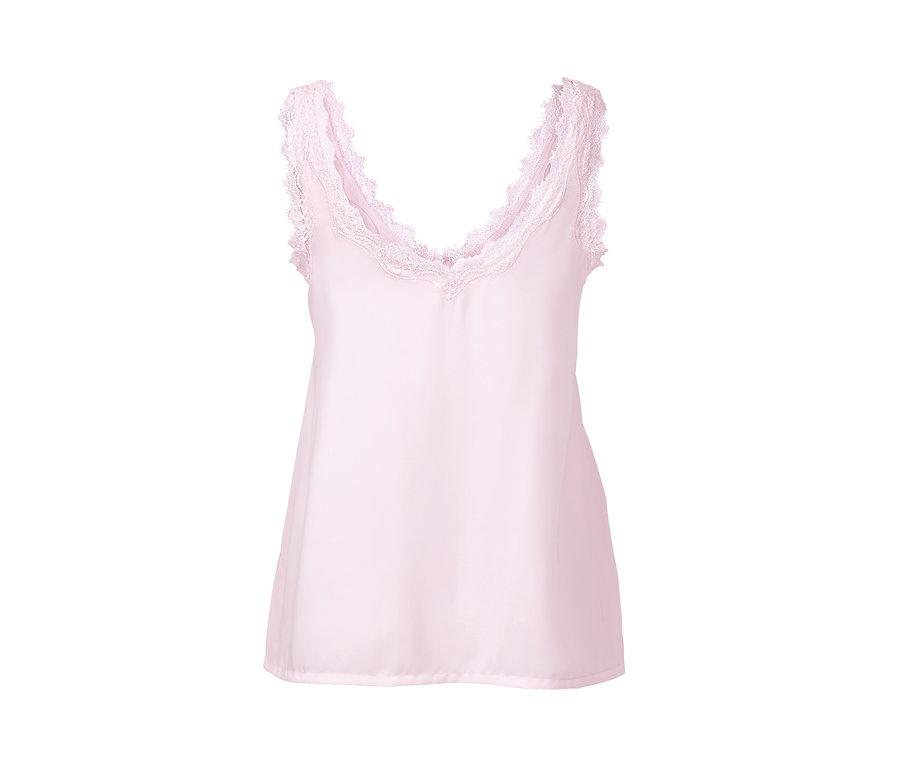 Rosa Satintop mit Spitze.