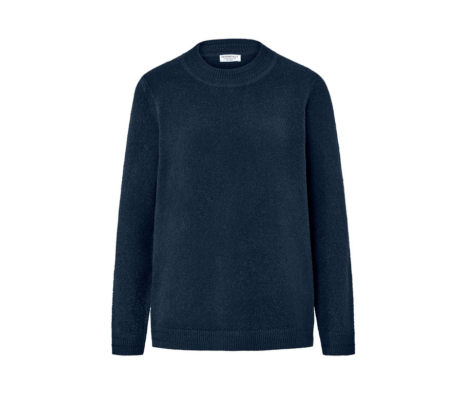 Marineblauer Strickpullover in Boucléoptik.