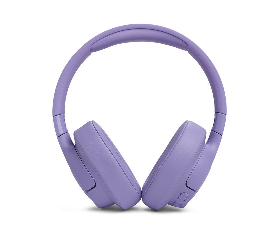 Detailaufnahme des lila JBL »Tune 770 NC« Over-Ear-Kopfhörers auf weißem Hintergrund.