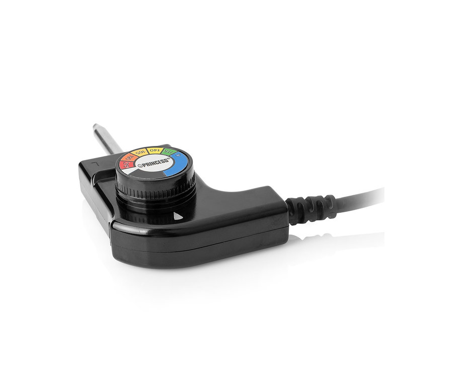 Detailansicht des Thermostats vom Teppanyaki-Tischgrill.