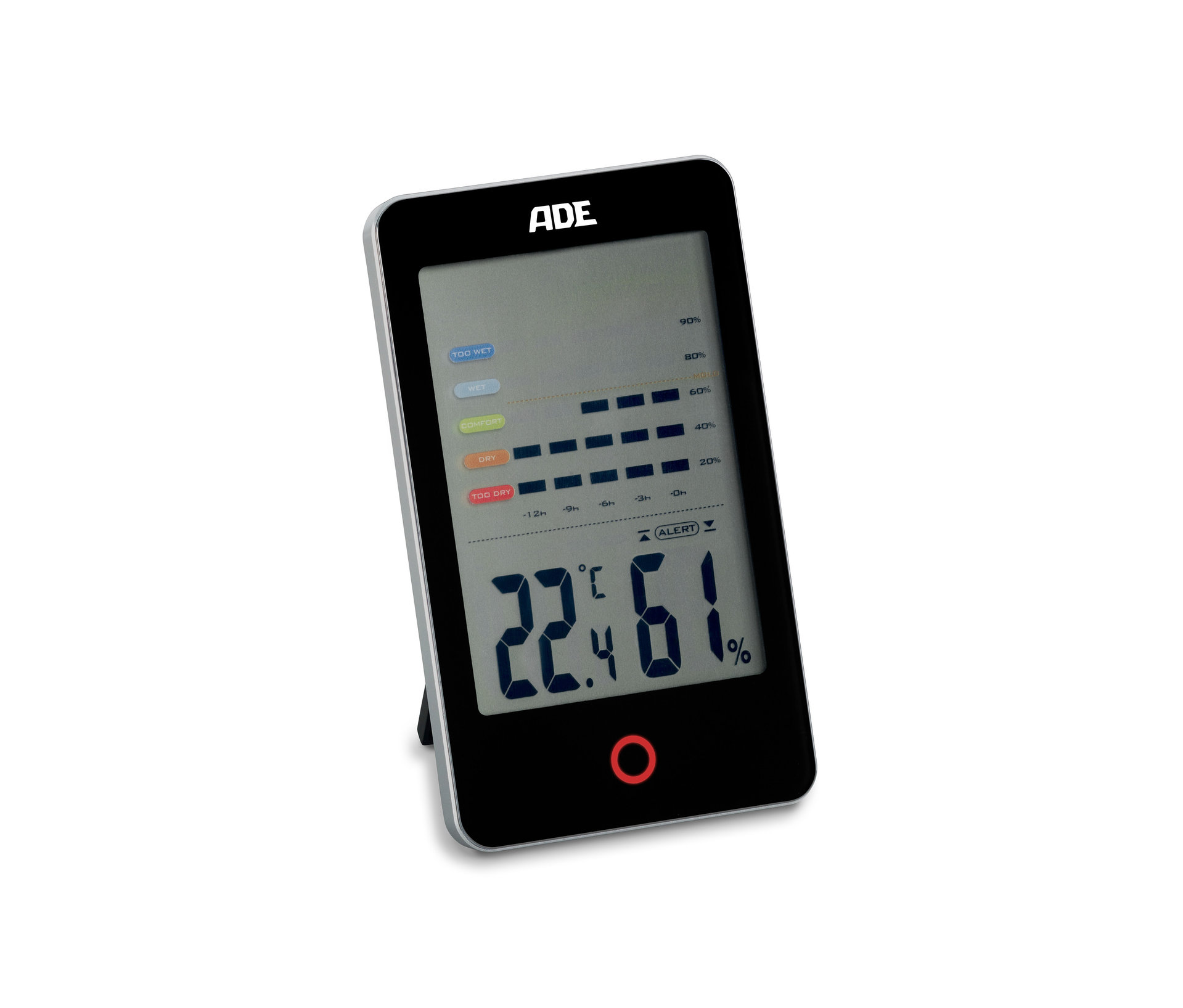 ADE Digitales Hygrometer mit Schimmelalarm - schwarz - schwarz