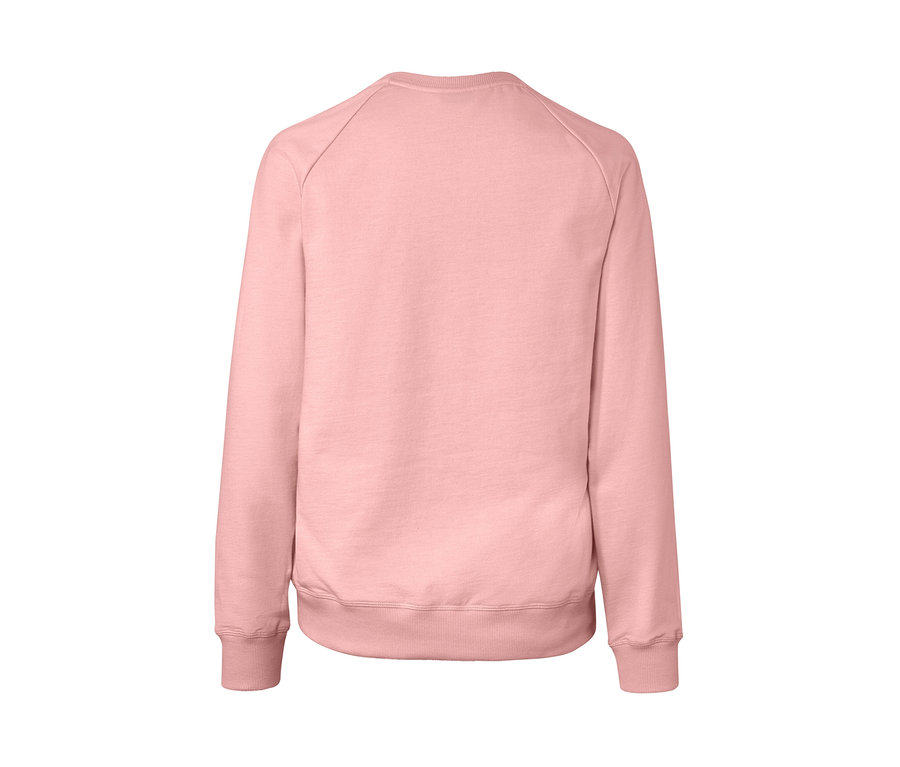 Rückansicht eines roséfarbenen Yoga-Sweatshirts.