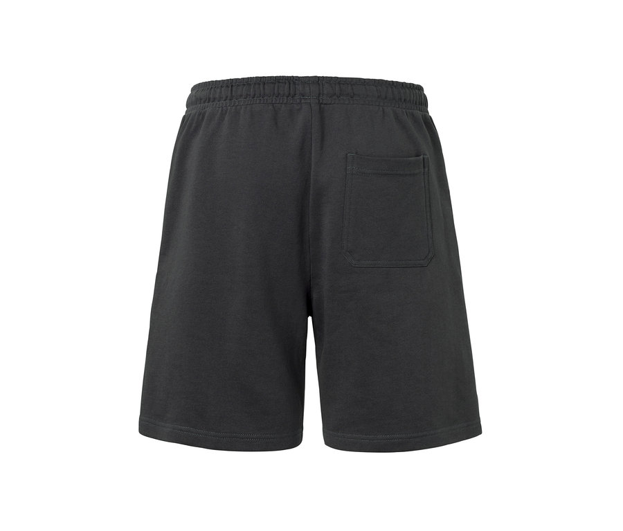 Graue Sweatshorts mit einer Tasche auf der Rückseite.