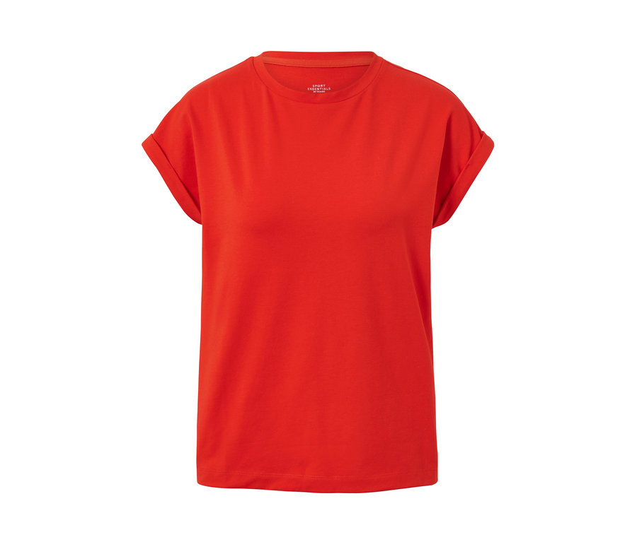 Ein rotes Funktionsshirt mit kurzen Ärmeln.