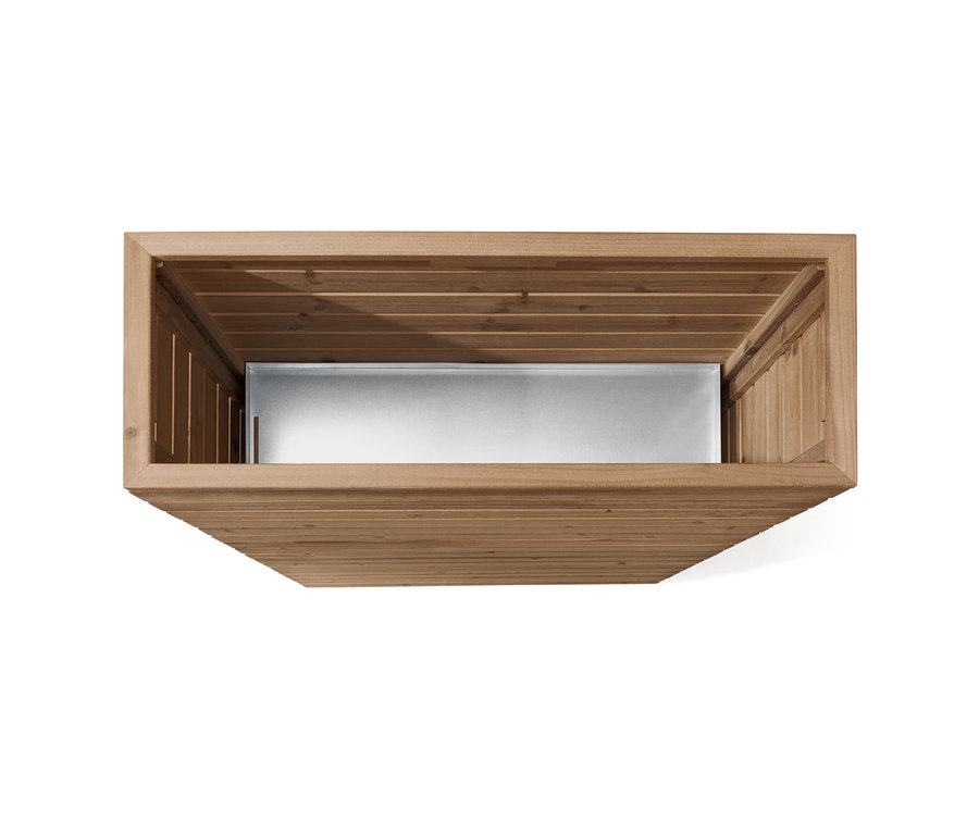 Draufsicht auf Pflanzkasten-Raumteiler »Tinus« mit Metalleinsatz.