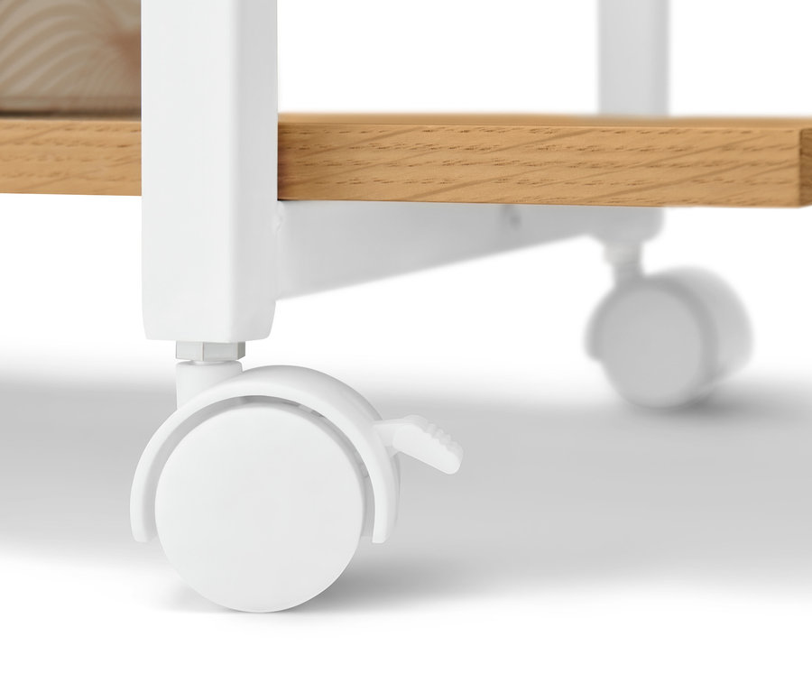 Detailaufnahme eines rollbaren Regals.