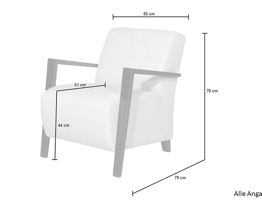 Abmessungen des Sessels »Lars«: 76 cm Höhe, 65 cm Breite, 79 cm Tiefe.