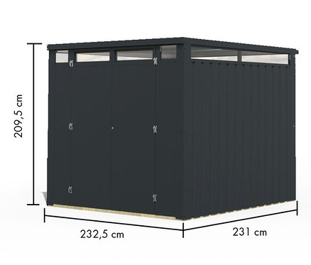 Karibu Metall-Gerätehaus »Topline 2« vor weißem Hintergrund.