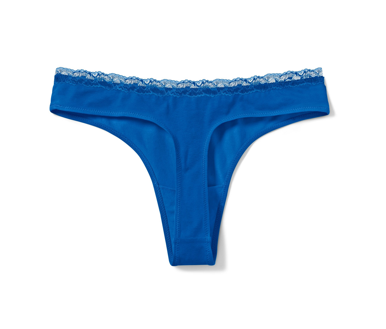 Ein einzelner blauer String mit Spitze.