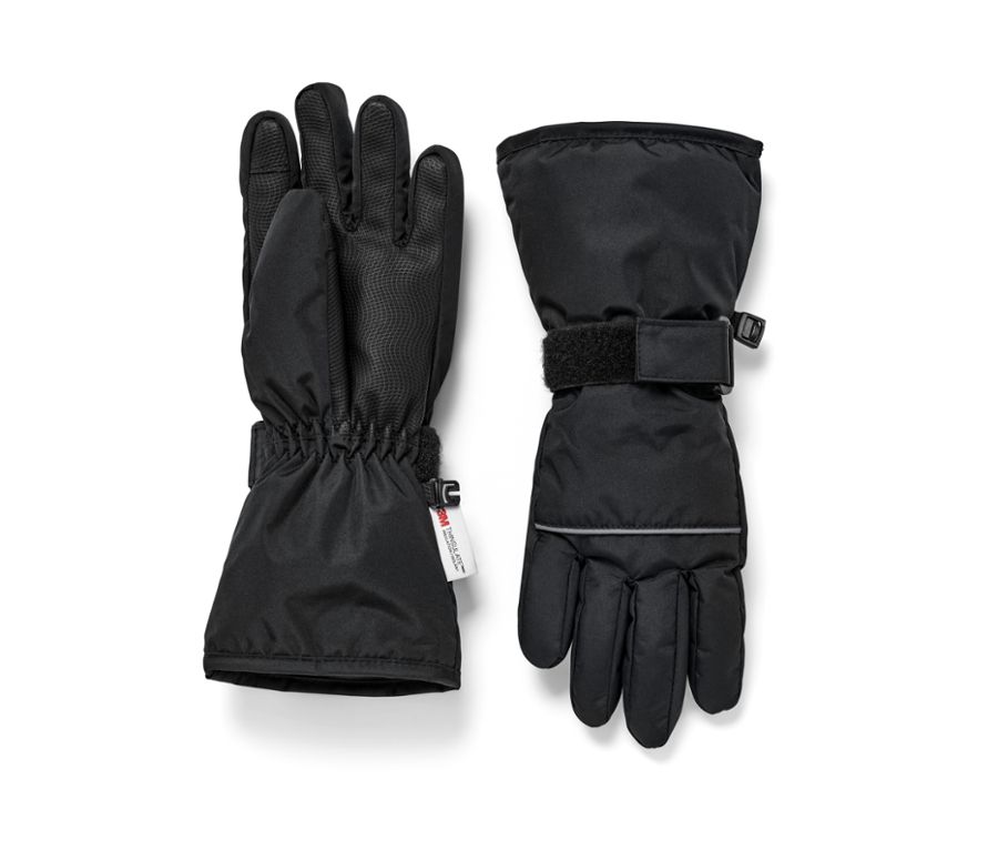 Schwarze Kinder-Ski-und-Winterhandschuhe.