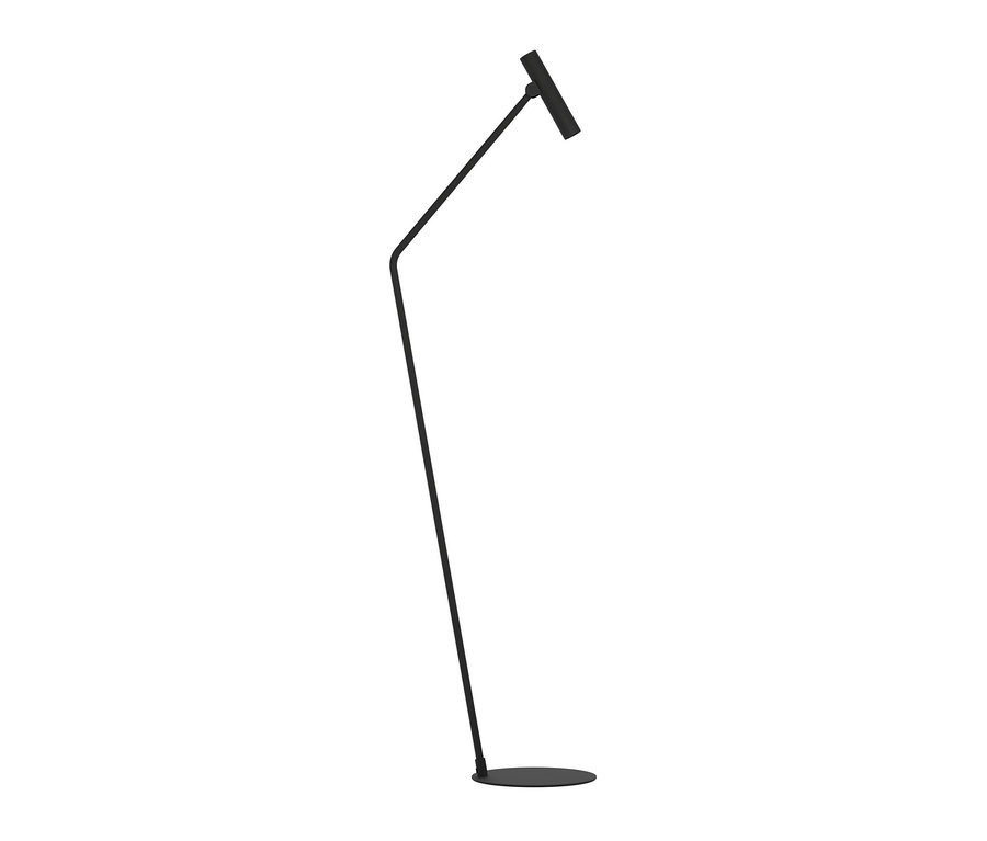 Eine schwarze Eglo Stehlampe »Almudaina« vor einem weißen Hintergrund.