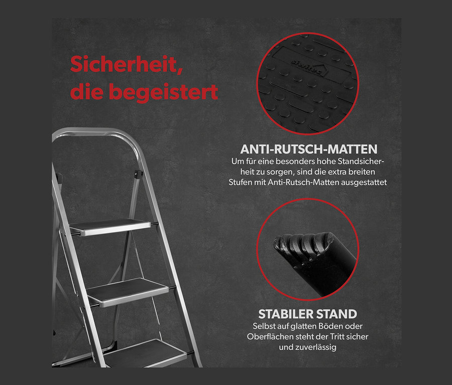 Klapptritt, 3-stufig, anthrazit.