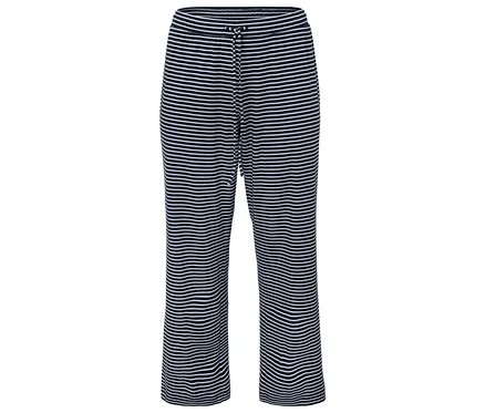 Hose mit blauen und weißen horizontalen Streifen.
