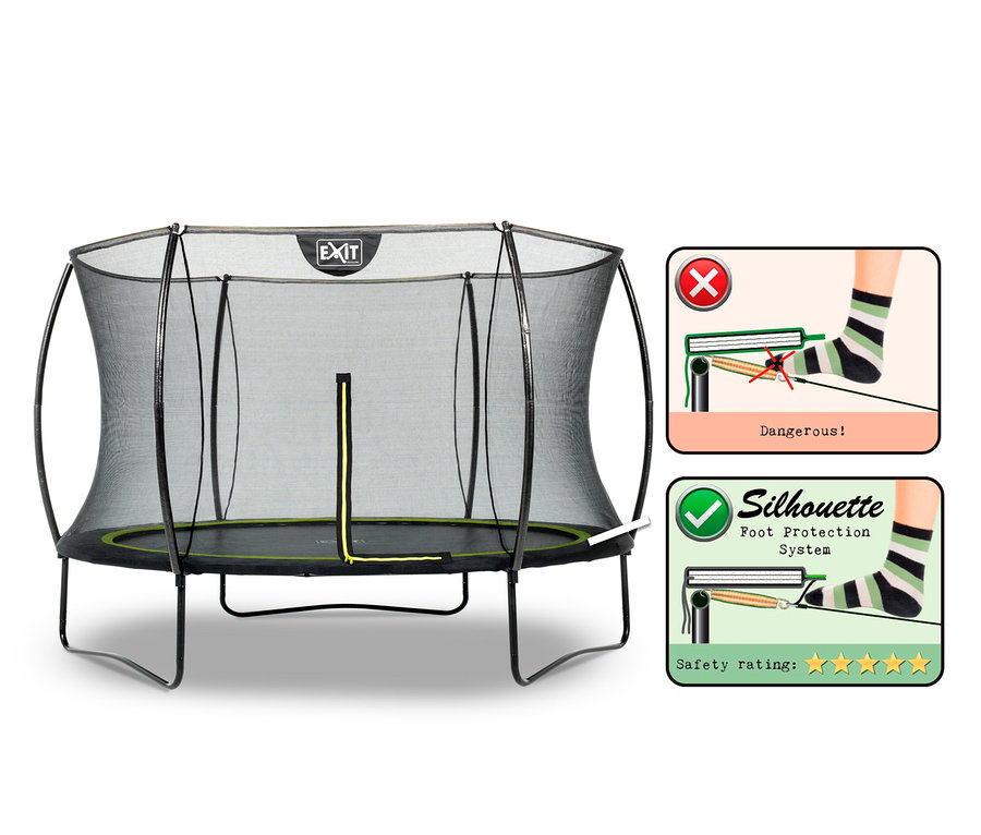 Schwarzes EXIT Trampolin »Silhouette 305« mit Netz.