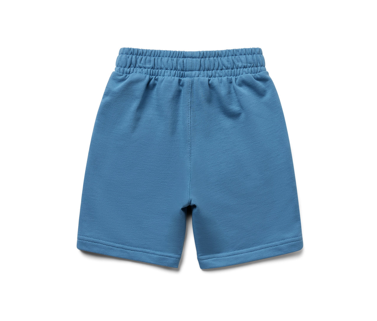 Blaue Kinder-Sweatshorts mit elastischem Bund.