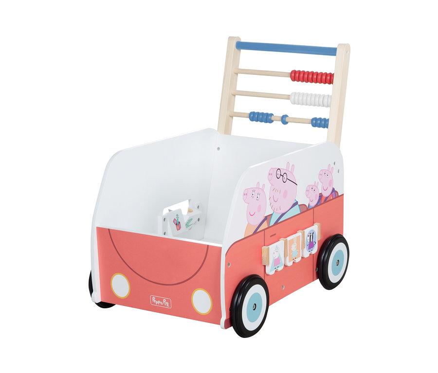 roba Bully-Schiebebus »Peppa Pig« aus Holz mit Peppa Pig Motiven und einem Abakus.